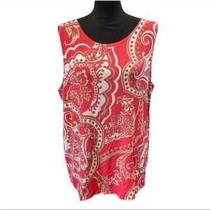 NWT Chicos Size 4 or US 20/22 Travelers Reversible Tank Top CORAL PAISLEY Design
